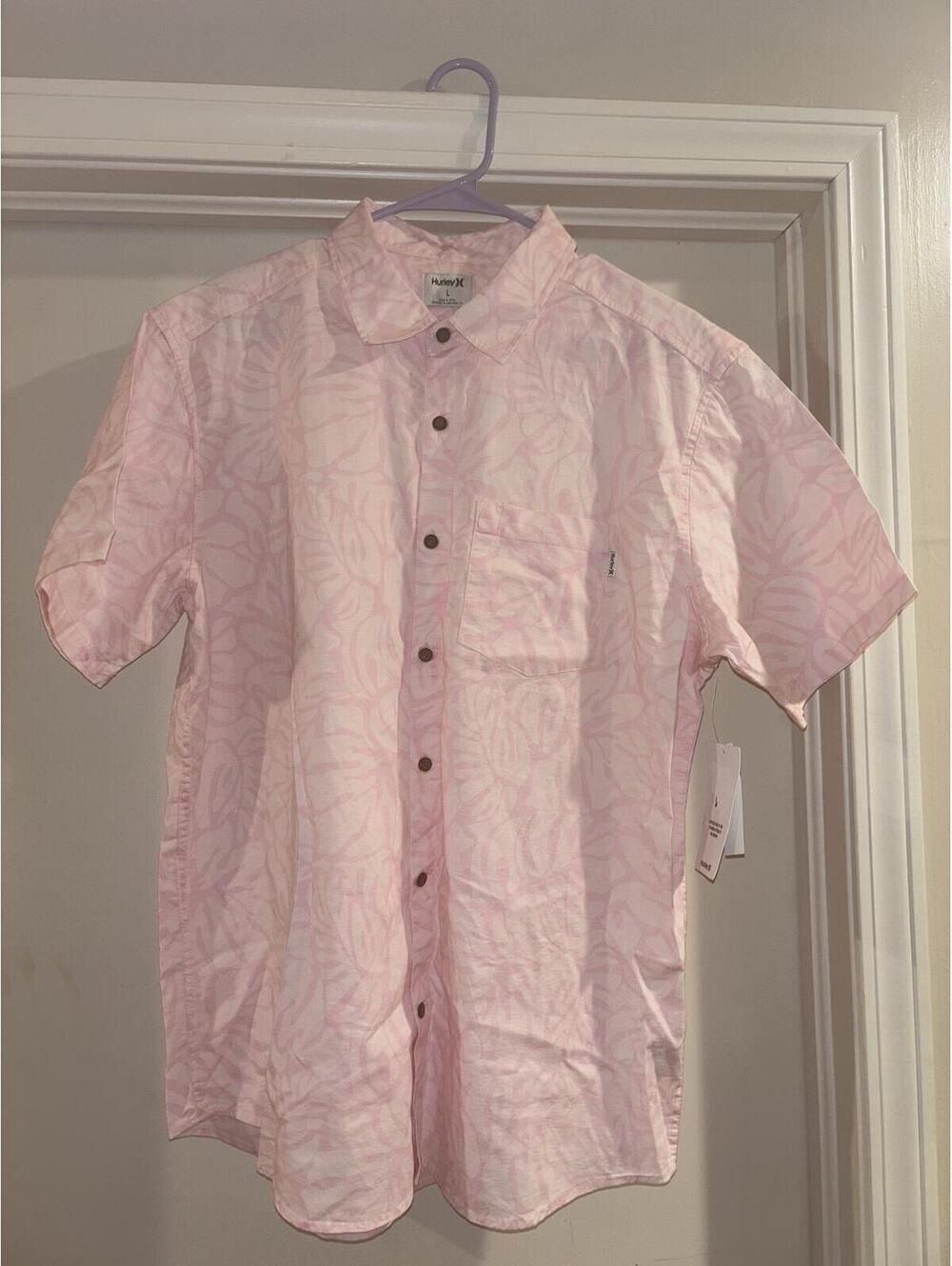 Hurley One & Only Lido Stretch Men’s Pink Floral Button Up Shirt XXL NWT